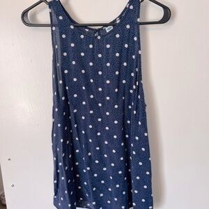 ⭐️ 3/$20 ⭐️ Old Navy Blue Polka Dot Tank Top with High Neckline, Size Large